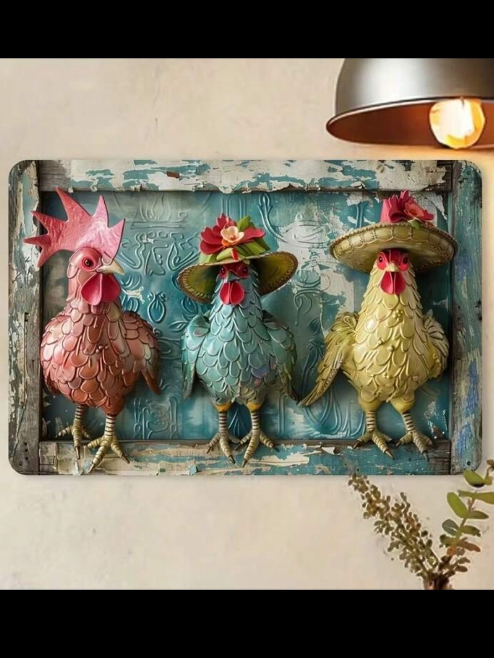 Rustic Chicken Farmhouse Metal Decor NEW 🏷️